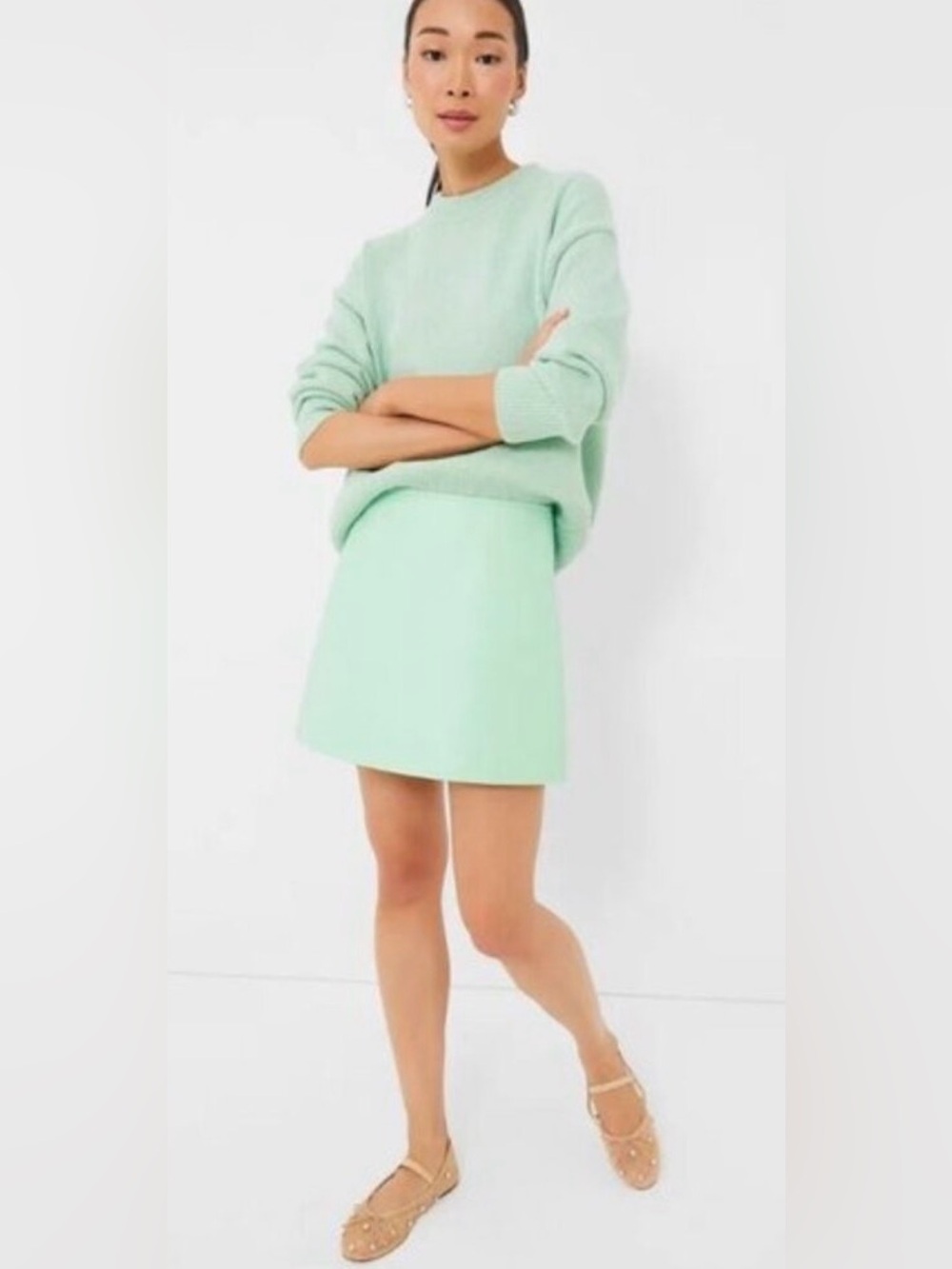 Tuckernuck NEW Mint Chip Faux Vegan Leather Meg Mini Skirt Size S
